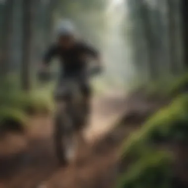 Mountain biker navigating rugged terrain with speed and precision