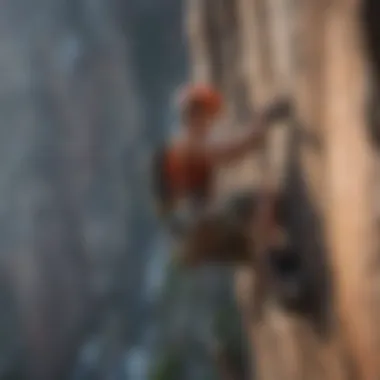 Rock climber conquering a challenging cliff