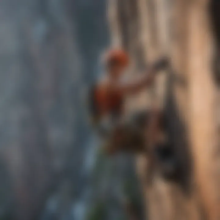 Rock climber conquering a challenging cliff