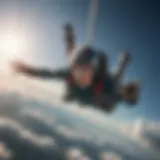 Thrill-seeker in mid-air during a skydiving experience