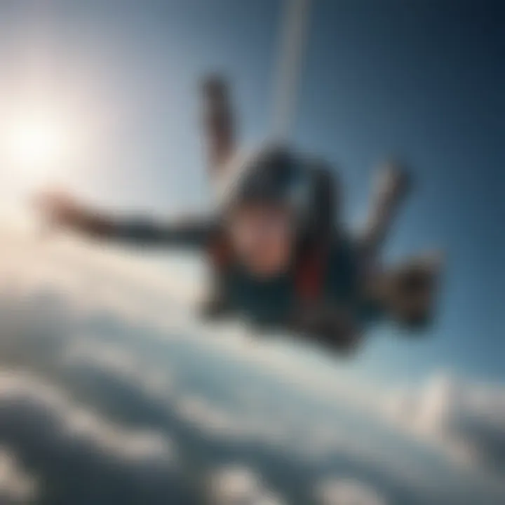 Thrill-seeker in mid-air during a skydiving experience