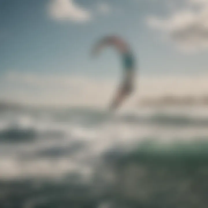 Thrilling aerial view of kite surfer at Long Beach