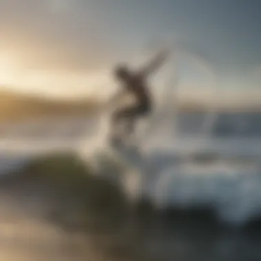 Surfer catching air off a wave in Westport