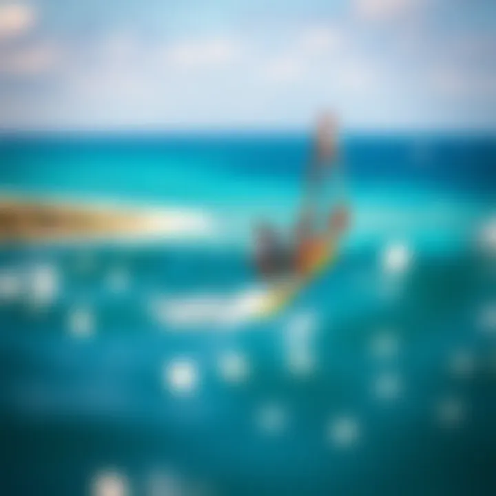 A breathtaking view of Airton Cozzolino windsurfing amidst vibrant ocean scenery.