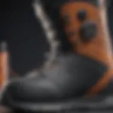 Close-up view of snowboard boots showcasing advanced lacing technology