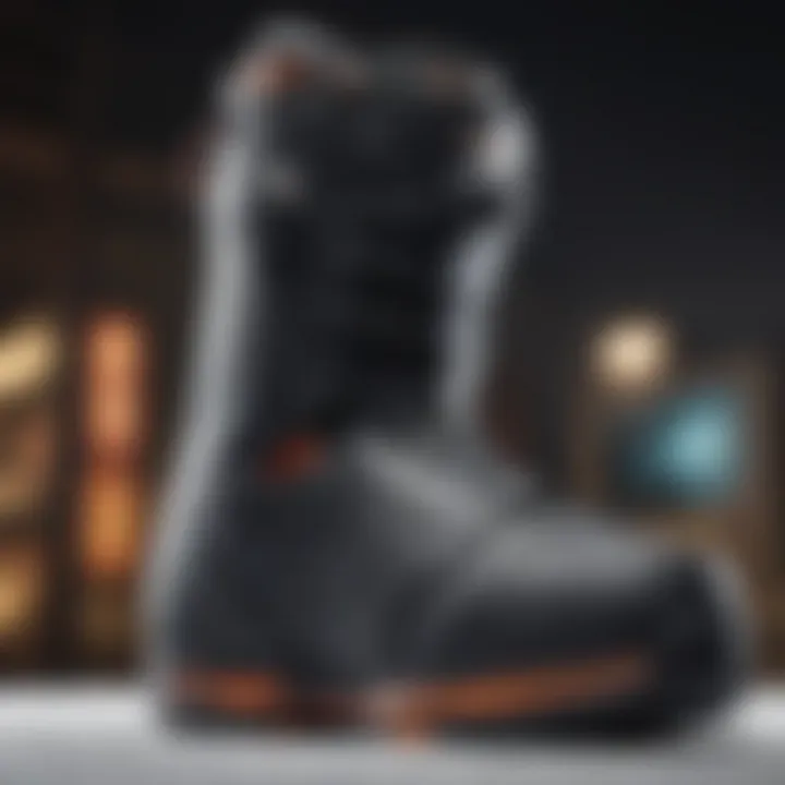 Side profile of a size 10 snowboard boot highlighting its ergonomic design