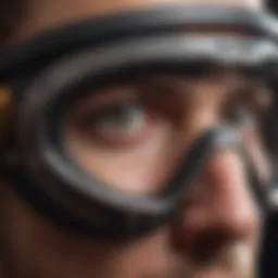 Close-up view of advanced goggle lens technology