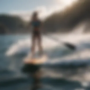 Dynamic Racing Paddle Boards in Motion Competitive racing paddle boards in action