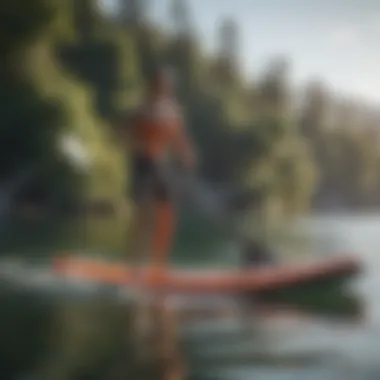 Experience of Leisurely Paddling Paddle boarder enjoying a leisurely ride