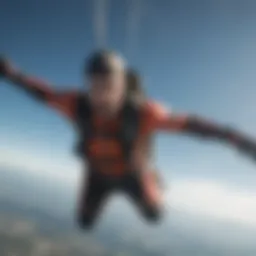Skydiver soaring through clear skies