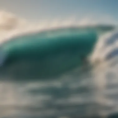 An aerial view of surfers riding waves in pristine waters