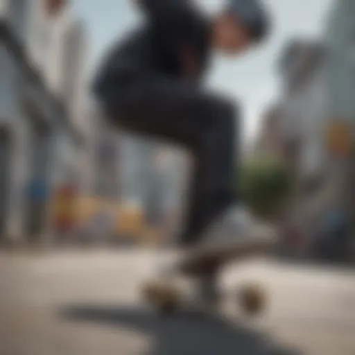 Beginner skateboarder mastering balance on a board