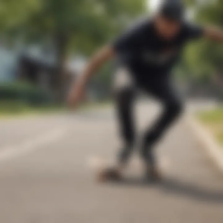 Skateboarder executing a basic maneuver in a park