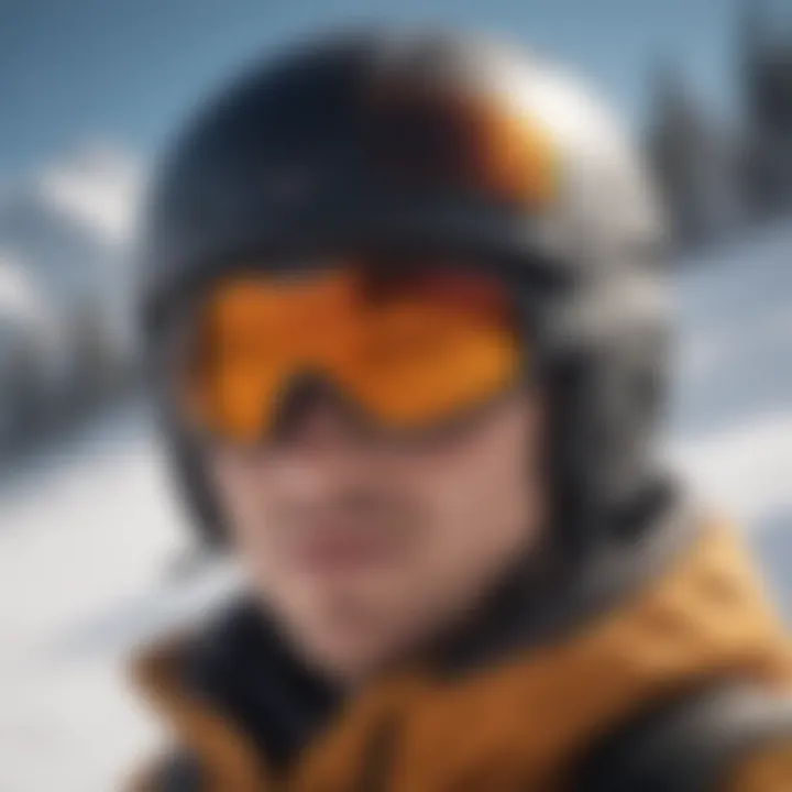 A comfortable snowboarding helmet being worn on the slopes