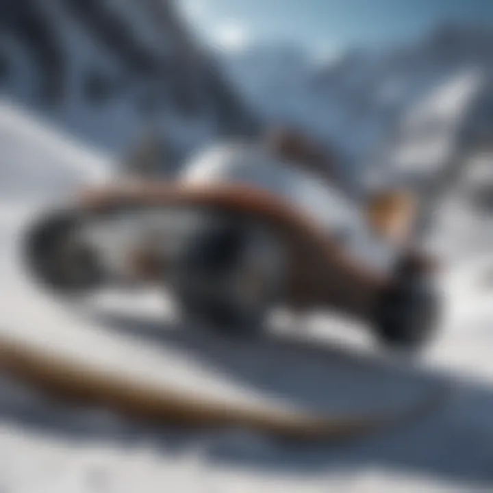 Close-up view of snowboard features showcasing the design and technology.