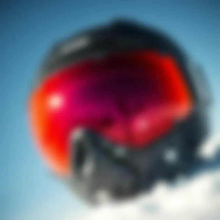 Close-up of snowboard lens with anti-fog technology