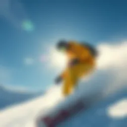 Snowboarder navigating through bright sunlight