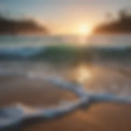 A serene beach scene perfect for novice surfers with gentle waves