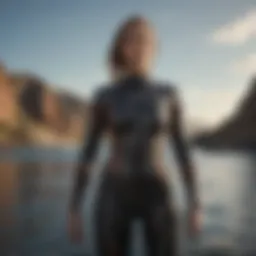Detailed view of the Billabong Synergy Wetsuit showcasing its unique design