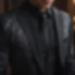 Elegant black suit jacket with unique geometric patterns