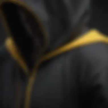 Close-Up of Black and Yellow Hoodie Fabric Texture