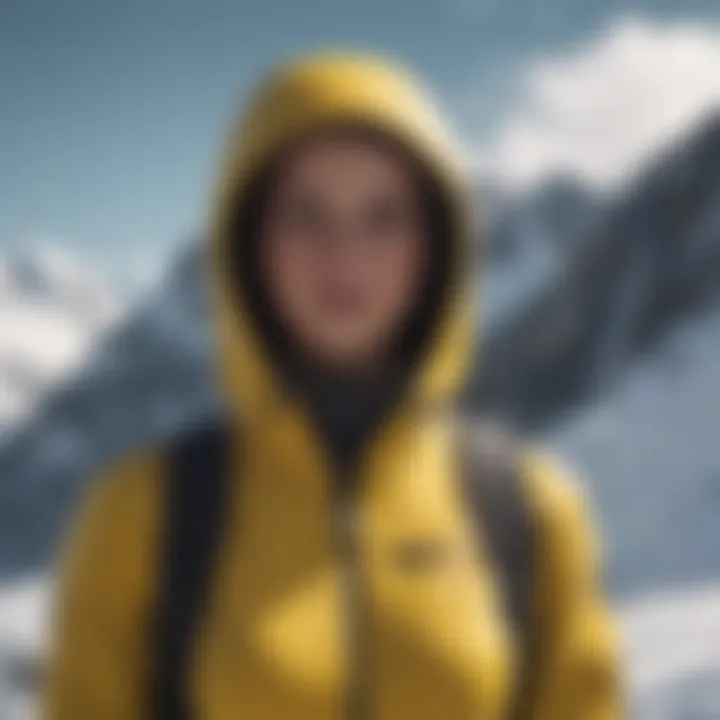 Bold Black and Yellow Hoodie against Snowy Mountain Landscape