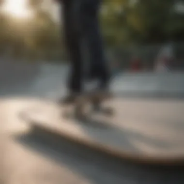 A skilled skateboarder performing tricks on a blank skateboard at a skate park.