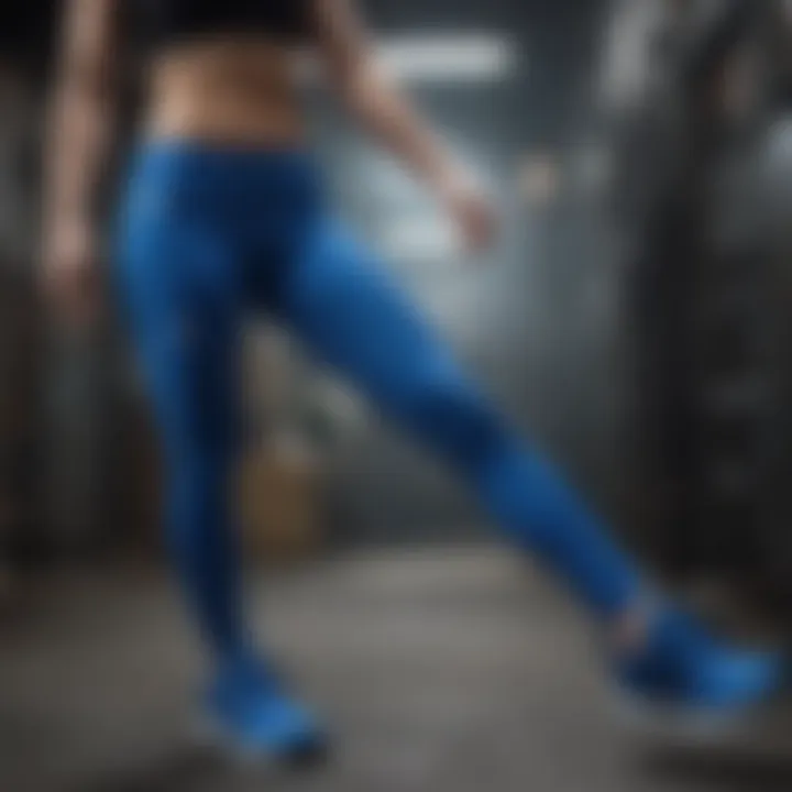 Dynamic blue Adidas leggings in action