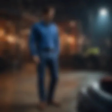 Sartorial Sophistication Blue corduroy shirt paired with tailored trousers and loafers