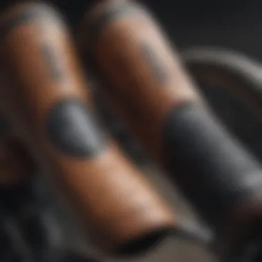 Close-up of materials used in BMX shin pads