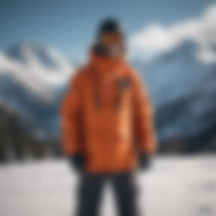 Person wearing Bonfire snowboarding jacket on snowy mountain