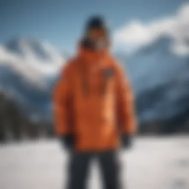 Bonfire Snowboarding Jacket Outdoors Person wearing Bonfire snowboarding jacket on snowy mountain