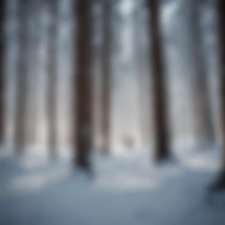 Snowboarder enjoying a serene moment surrounded by snow-covered trees