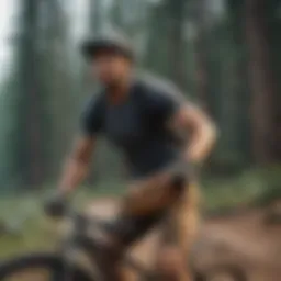 Brown checkered fanny pack worn during a mountain biking adventure, showcasing its practicality and style.