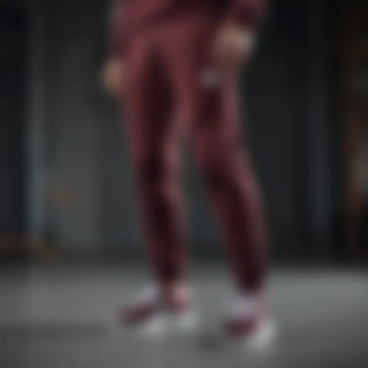 Adidas Burgundy Sweatpants featuring a modern athleisure aesthetic