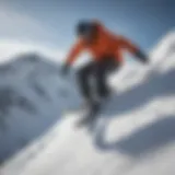 Snowboarder carving down a steep slope