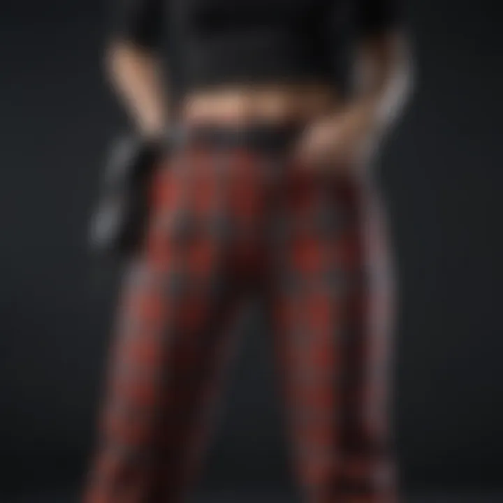 Pair of split plaid pants styled with chic accessories