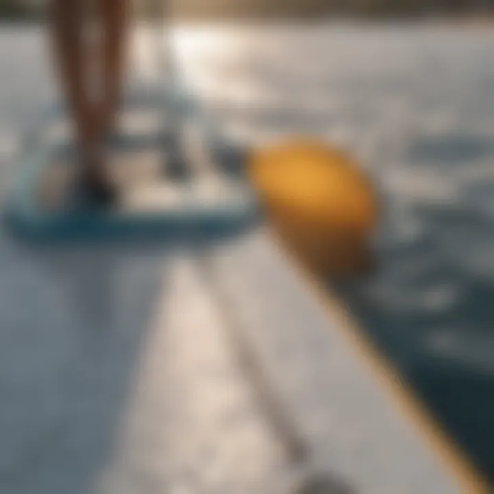 Close-up of paddle board materials for durability