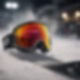 Close-up view of a stylish powder snowboard showcasing a unique design