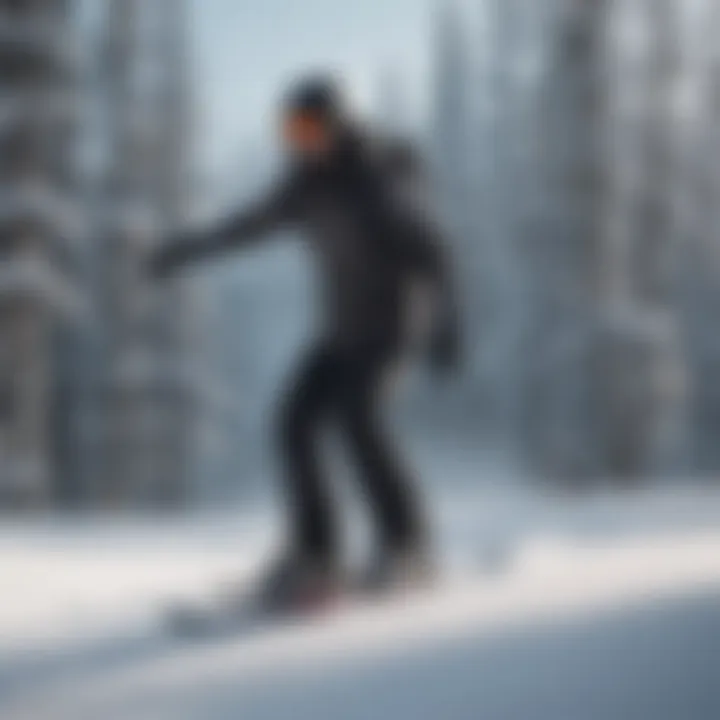 Rider demonstrating proper stance on a 135 cm snowboard