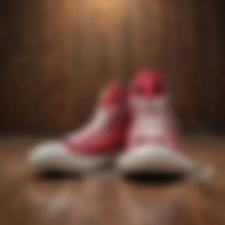 Vintage Chuck Taylor high-top shoes on a classic wooden floor