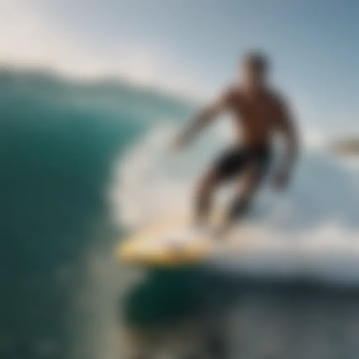 Surfers riding the beautiful waves at Cinnamon Dhonveli