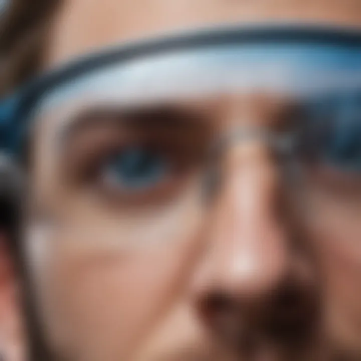 A close-up of blue light glasses showcasing their transparent lenses and sleek design.