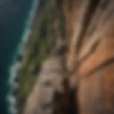 A daring cliff diver poised at the edge of a steep precipice