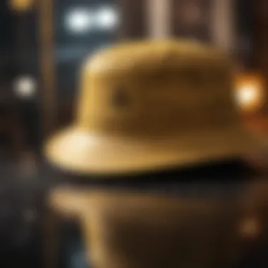 Detailed Craftsmanship of Yellow Hat Close-Up of Yellow Bucket Hat Details