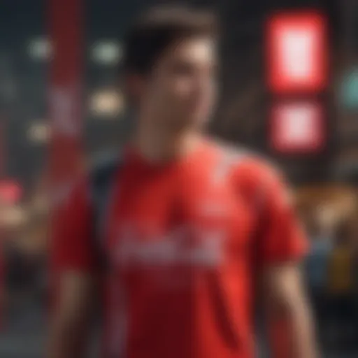 Coca-Cola T-shirt showcased against a vibrant extreme sports backdrop