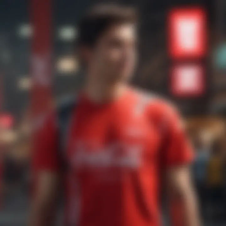 Coca-Cola T-shirt showcased against a vibrant extreme sports backdrop