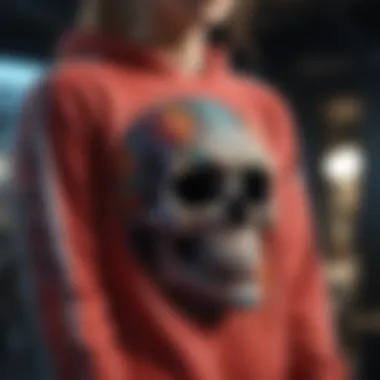 Colorful skull sweatshirt with abstract patterns