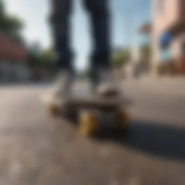 Safe Environment for Beginners to Practice Skateboarding Beginners practicing skateboarding in a safe environment