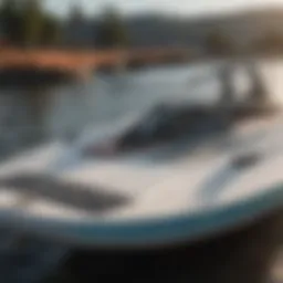 Close-up view of a 144cm wakeboard showcasing its sleek design and construction materials